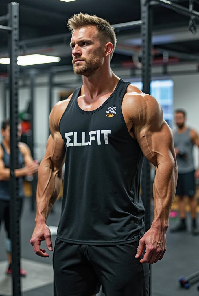 male focus, wearing a sleeveless Under Armour shirt and shorts, hands on hip, photo of sc_nxn <lora:sc_nxn-07:0.85>, industrial warehouse with high ceilings and large windows, gym equipment in the background, soft diffused lighting, (smiling:0.5)