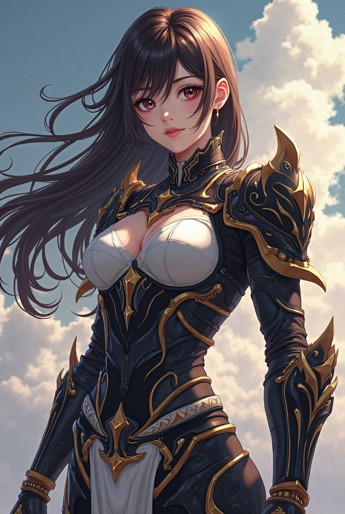 Mature big sister，Black long hair，Black chest binding，Fantasy style，Beautiful black eyes，Extremely detailed，high resolution，Simple background