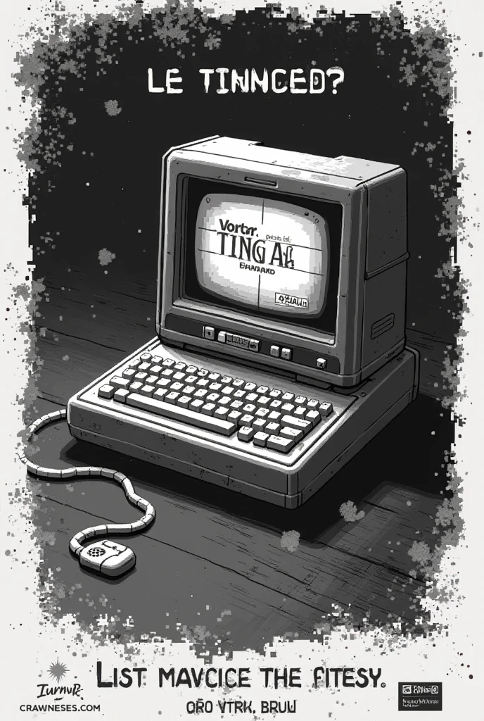 j'aimerai que tu me crée une affiche, style flyer inspiré d'un design qui évoque les vieux terminaux de commande, le minitel, en Pixel Art ..Ce flyer doit permettre aux chouetteurs qui vont se rendre au films de la révélation qu'ils peuvent accéder à l'application via un QR Code. Mettre un petit message mystérieux qui appelle la communauté à s'unir pour réunir les fragments de souvenirs. Je veux que ce soit en noir et blanc parce que ça va etre imprimé en noir et blanc enbasse qualité