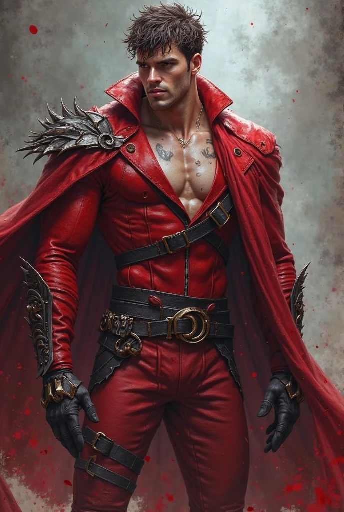 1 guy, Monster Guy, gradient, colored leather, waist-length portrait,  emotion of confidence on the face 