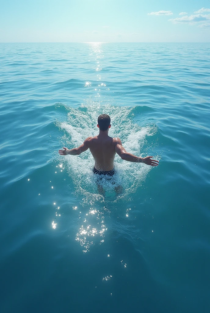 Messi is swimming in the sea