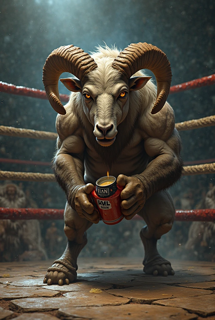 Full body, male, furry, goat-rat hybrid, ((goat horns)), mouse ears, ((chestnut brown colored fur with white highlights)), brown hair, blue eyes, mouse tail, adult, handsome, humanoid feet, mature, (slim build),black wire glasses, drinking a can Coca-Cola