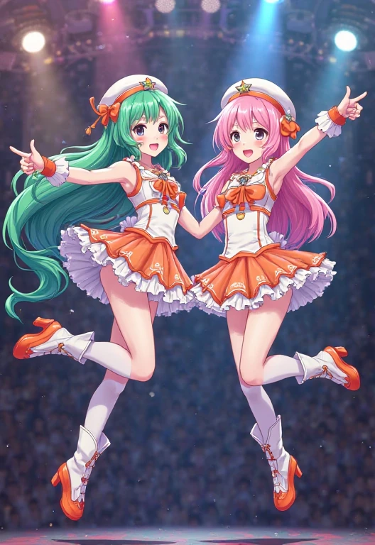 超A high resolution, nffsw, Best aesthetic, Best Quality, masutepiece, a couple,The best smile, Smiling and closing eyes, Very big mouth smile, rainbow hair, multicolored hair, rainbow eyes,