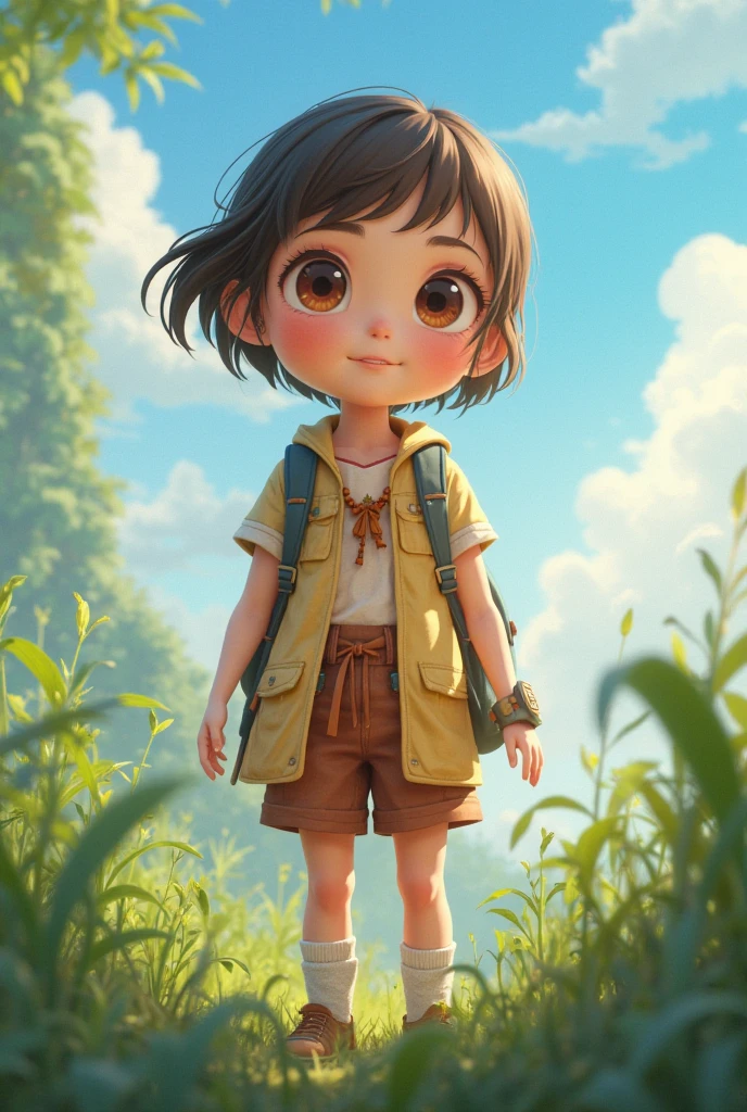 (Daisaku), (Excellent), (Super Meticulous), (Full body: 1.2), (5-year-old Super Saiyan, shorts, short sleeves, small backpack, cute, smile, open mouth,) flowers, seaside, drinking Coca-Cola, holding watermelon, with headphones, music, boy short hair, barbed short hair, blonde hair, long sleeves, short hair, (beautiful and delicate face), (beautiful and delicate eyes),