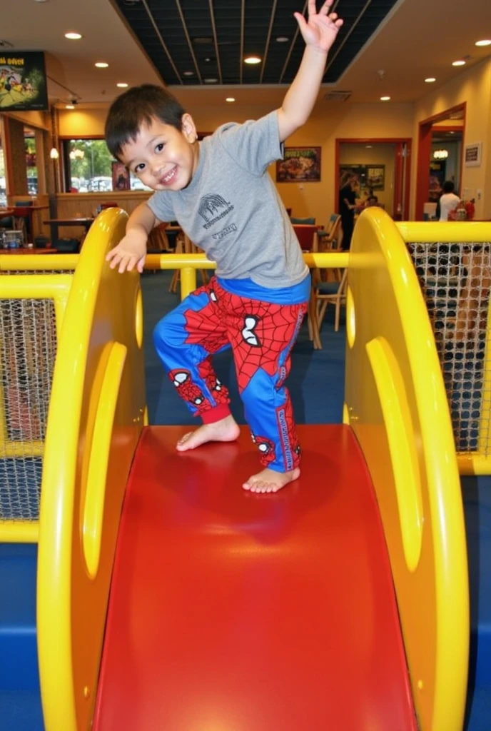 Draw a child standing on a wooden stool, and having a rope around him