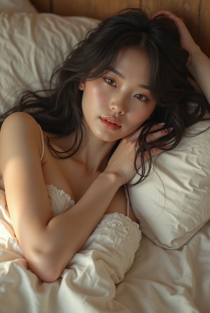 Do the same girl from above but on a bed!