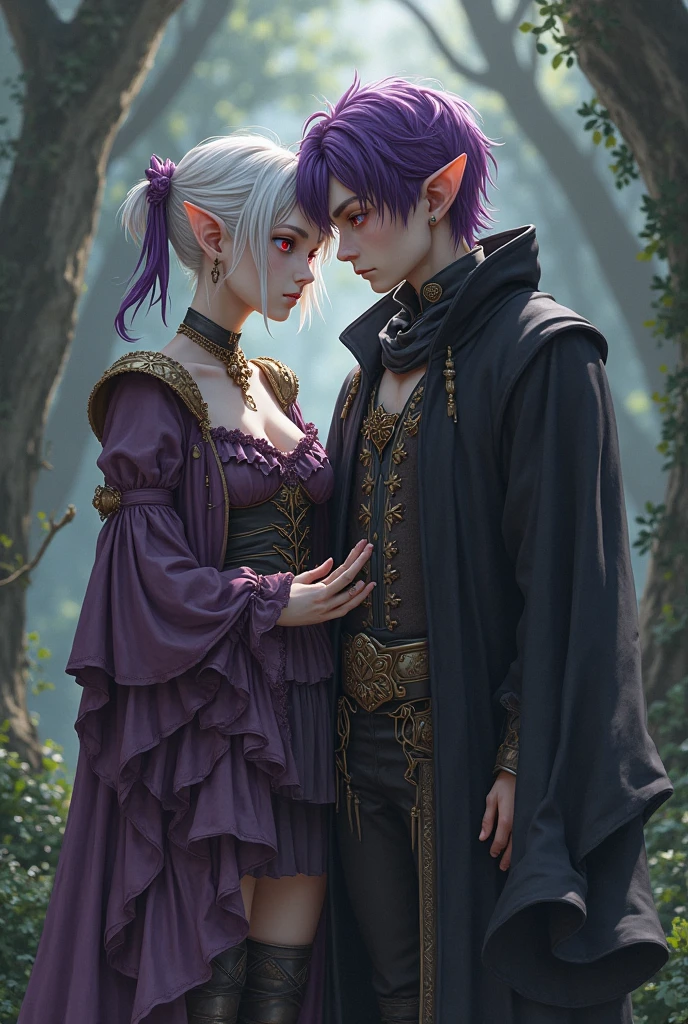 Multi-person interaction, intimate couple, beautiful composition, gorgeous underwater light, "1boy, (Sousuke Aozen), close-up, badass pose, bleach, powerful aura, purple aura", HD, unparalleled masterpiece, dynamic lighting, movie, epic, and "1girl, (dynamic pose), confident powerful mysterious smile, beautiful blonde, (perfect facial features)", (Enchanted Forest: 1.3), (Magic Glow: 1.2), Elegant Atmosphere, (Secluded Beach: 0.8), (Seashell: 0.9), (Flawless Skin: 1.2), breathtaking details. (Masterpiece, best quality: 1.2),