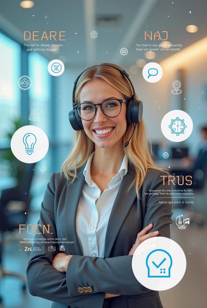 Create a glass id card of a WhatsApp profile on a black desk, that shows the large WhatsApp logo, create a 3D illustration of a latina woman with short hair, You must wear a red blouse with the phrase printed in Portuguese Rápido é facil and a white headset. The photo of the girl in a circle with the name of the social network user WhatsApp Secretaría Johana in black below the profile photo and 99 written messages, WhatsApp card glows red and yellow on the edge. In one corner is the one held with two fingers.