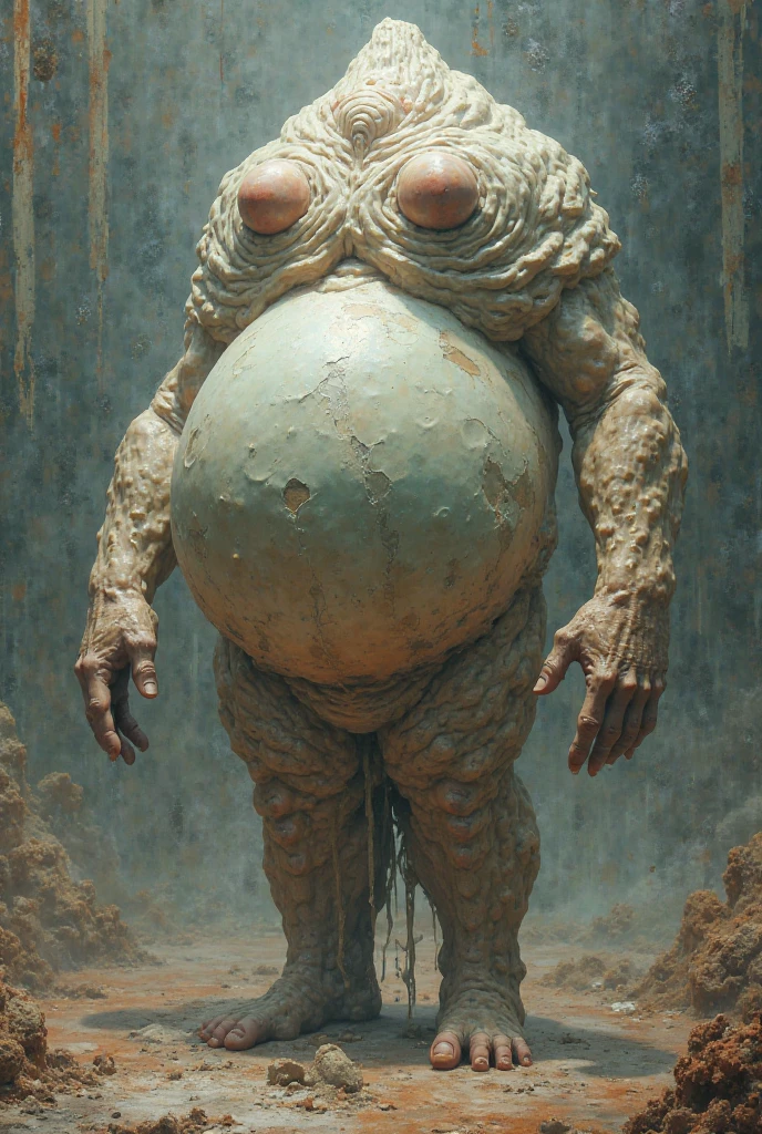 gargoyle, vivid skin, prominent belly, bulged belly, swollen belly, muscular, winged