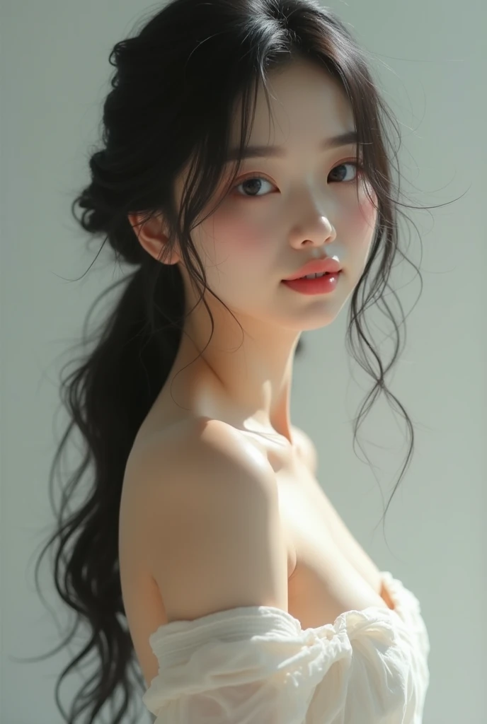 ((highest quality、8k、masterpiece:1.3)),((((upper body shot)))),(((nude))),(((nipples))),Ultra-high resolution,big eyes,Japanese,bangs,(a girl),(1 girl),((16 years old)),((cute)),pretty,((facing at viewer)),(long hair),(eyes closed)