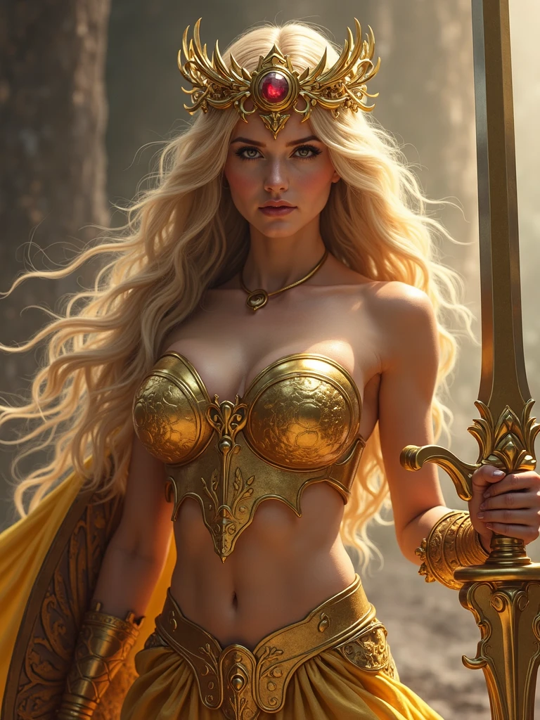best quality, masterpiece, highres, photo realistic, ultra realistic, sun tyndall effect,photorealistic, dark studio, rim lighting, tone lighting,(high detailed skin:), 8k uhd, dslr, soft lighting, high quality, volumetric lighting, candid, photograph, high resolution, 4k, 8k, bokeh, ultra realistic 8k cg, (epic:, perfect artwork, masterpiece, ancient dynasty, medieval, fantasy), (((detailed background))), 20yo queen muscular fresh model , shredded,(A stunning God-like beauty), (striking facial features, detailed hair) dynamic angle, amazing stunningly beautiful, sitting, wavy shiny hair, golden wet skin shining, full body portrait, glamour, perfect soft curves, perfect body, perfect boobs, full wet lips, perfect extremely detailed abs, ultra realistic, sun