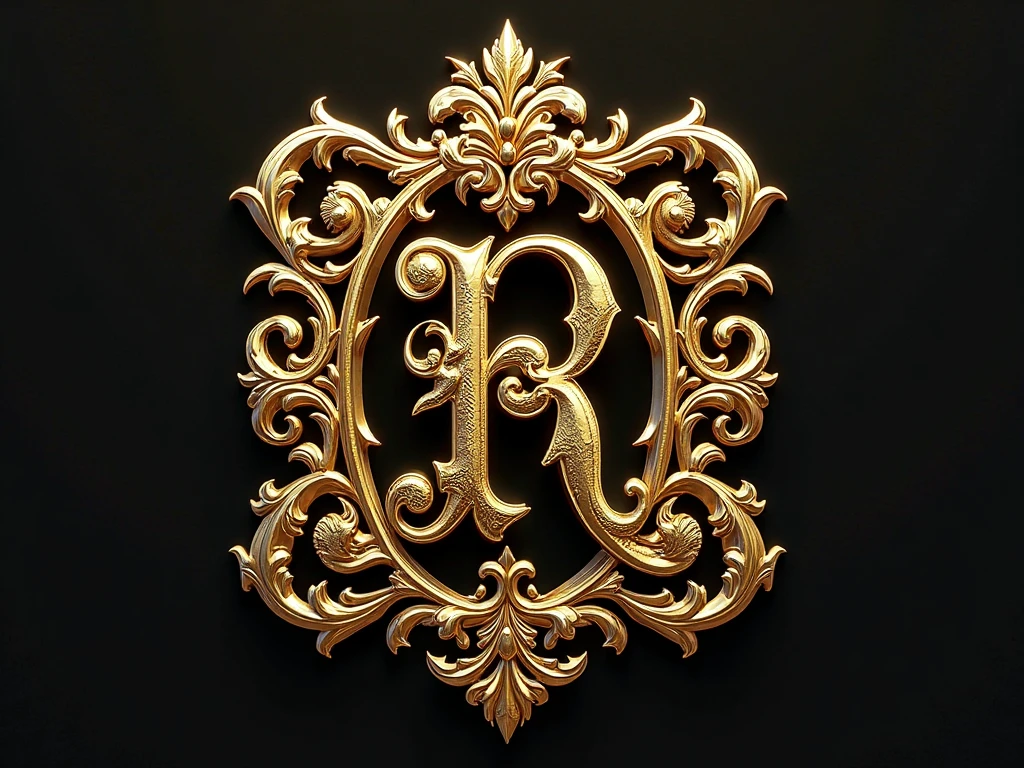 Black background with golden details and a d in the middle