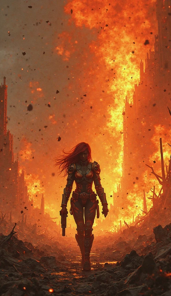 half body, ((apocalyptic)), action photo of a red head woman attacked, punk, next to ruins, blood, nsfw, detailed face, eyes, clothed mouth, corrupted clothes, (masterpiece:1.3), (best_quality:1.3), (ultra_detailed:1.3), 8k, extremely_clear, realism, (ultrarealistic:1.3) <lora:Valencia_v1.1:0.3> <lora:Hell2_v1.0:0.3> <lora:SyFyEye1_v1.0:0.3> <lora:MercedesBlanche_v1.0:0.4> <lora:EdobCar_v1.0:1.0>