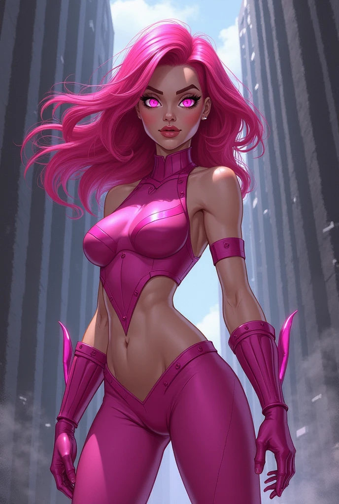 (masterpiece, highest quality, illustration), comics style, 8k wallpaper, close-up, solo, woman, short pink hair, hair updo, grey, navel, surreal, swirl, paint intricate pattern, vivid, vibrant colors, abstract, cinematic lighting, facing the viewer, standing, <lora:more_details:0.5>