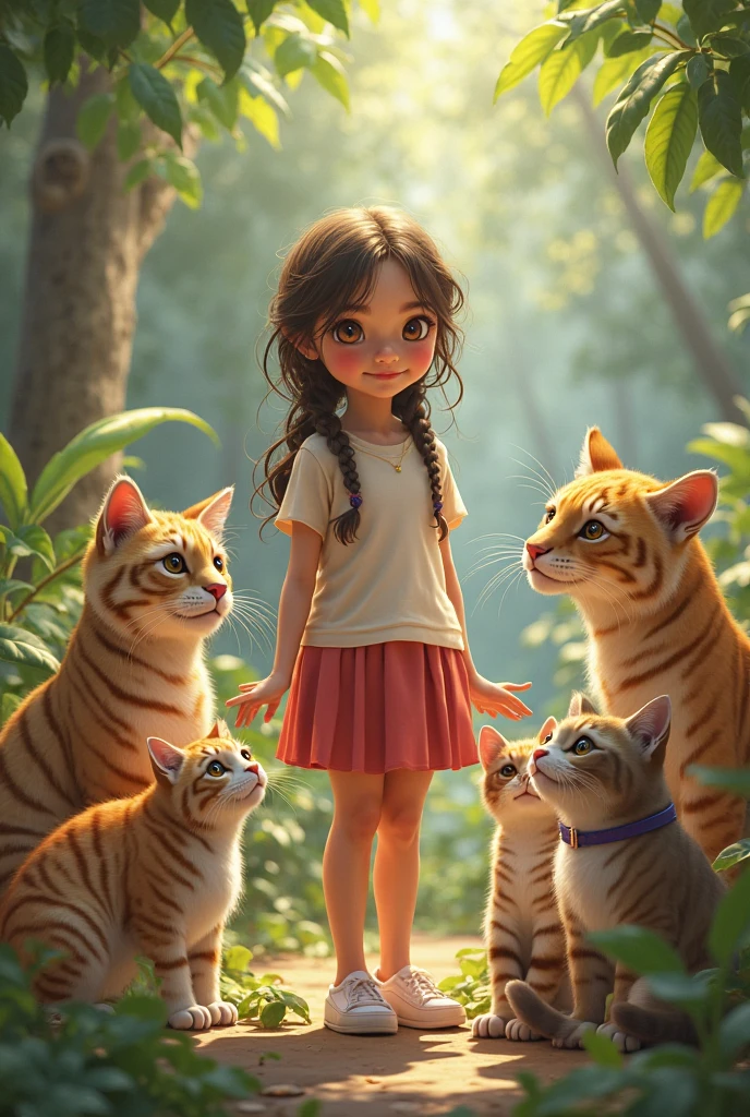 party in the forest, animals playing with happy and excited children, children dancing smiling with various animals. children's drawing illustration --auto