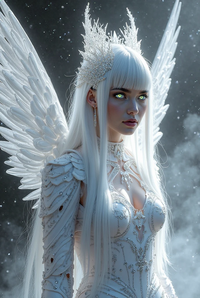 ((add_detail:1)), arafed woman with a white dress and wings on her head, with intense red lipstick, porcelain cyborg, futuristic fashion, fractal ceramic armor, pale white porcelain skin, Iris van Herpen Rankin, futuristic and ethereal, porcelain cyborg armor, pale milky white porcelain skin, white porcelain skin, white porcelain skin, Pale porcelain skin, HG Giger Flora Borsi, futuristic fashion woman, wearing futuristic