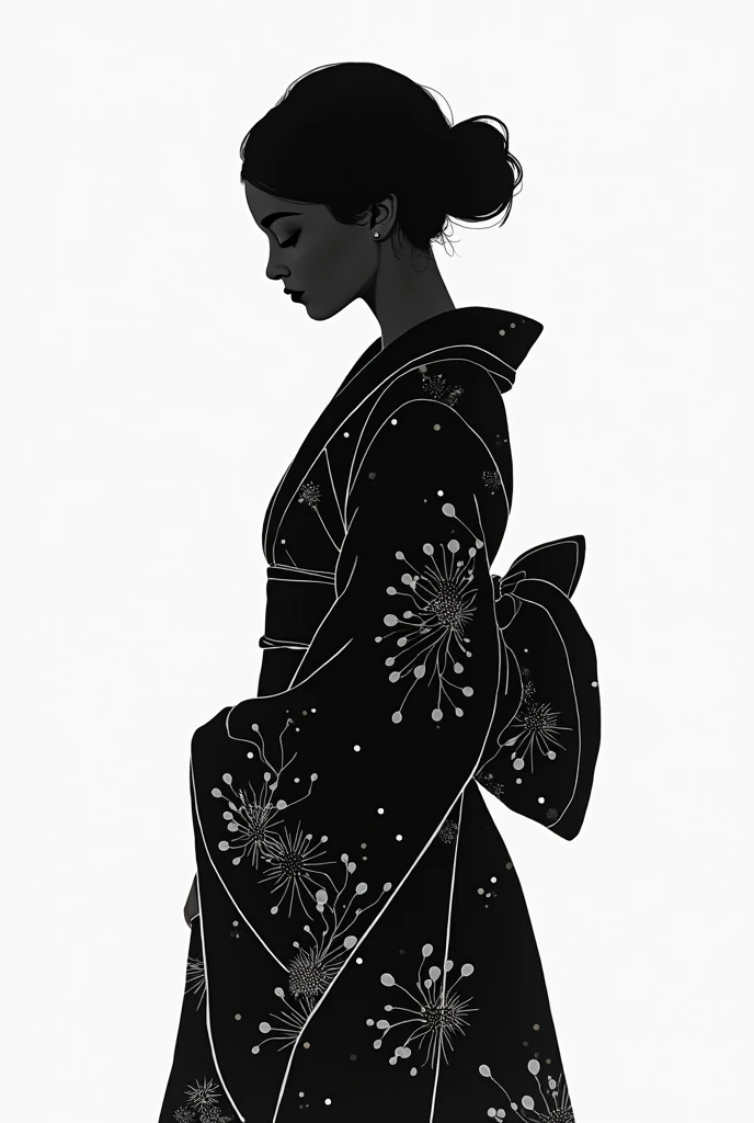 Black and white image of a female silhouette from the front wearing ...