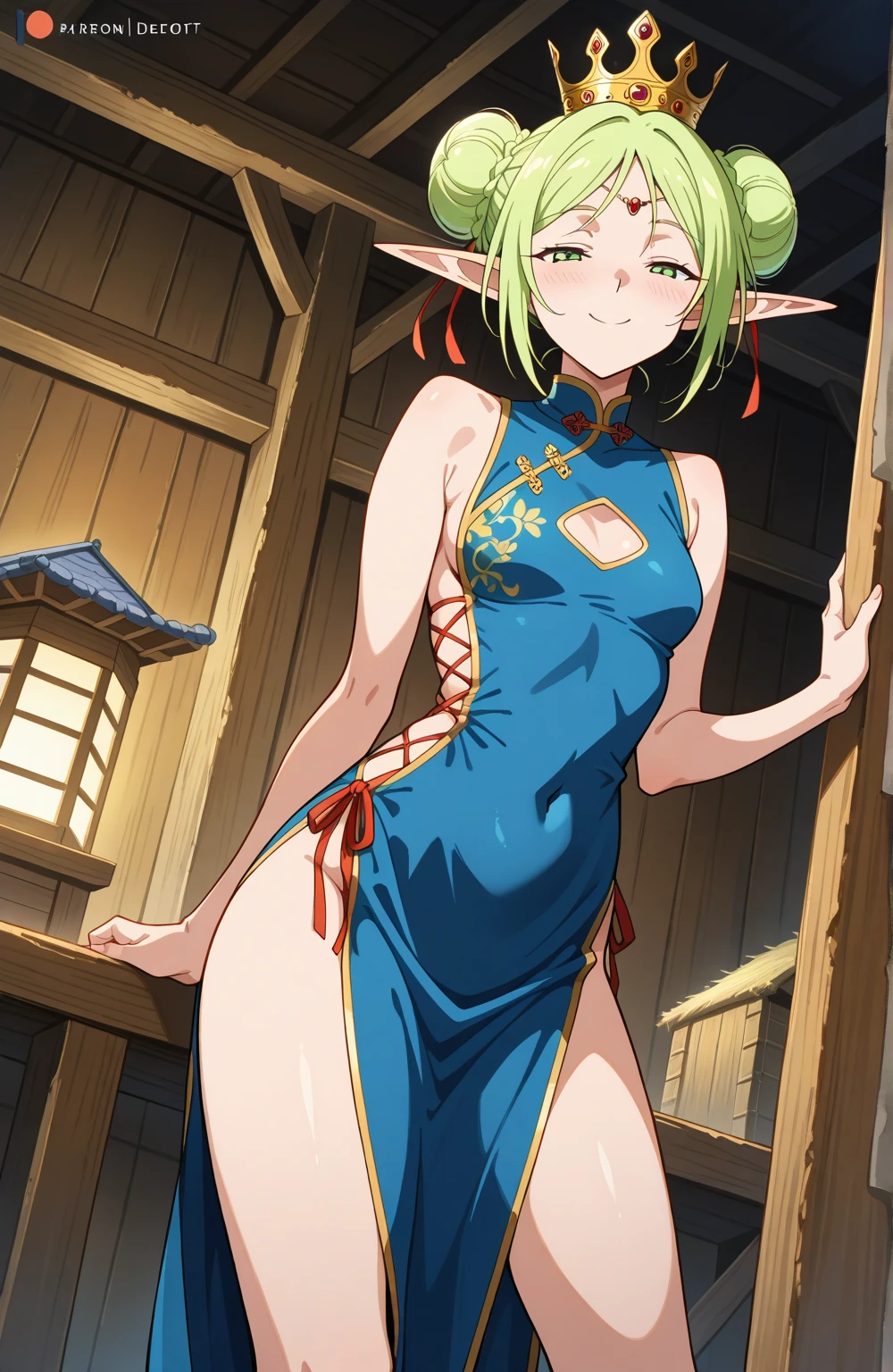 (((Crawling on all fours on the lawn:1.3))),(((forest trees々Sunlight shining in from between))),(((elf woman with small ears:1.7))),(((Little elven ears:1,7))),(50 years old),(Fair skin:1.7),(An oversized wet green costume that is about 3 sizes larger than a woman's.'s.'s.:1.7)、(neck is open、You can see through the wet green kimono..:1.7)、(Her small breasts, 3 sizes larger than Wet Green Lady's, What can be seen through the hanging gap at the chest of the large green costume.:1.3)、(sexy wet green costume:1.3)、(An oversized wet green costume that is about 3 sizes larger than a woman's.'s.'s.and the space between the small breasts:1.3)、(Small breasts that show glimpses of cleavage:1.3)、(very small breasts:1.7)、(very small breasts見せ: 1.3)(smile full of happiness:1.3),(((Emphasize small breasts:1.3))),(dynamic angle),(((Dynamic and sexy forward leaning posture:1.7))),(( (wet and shiny skin)))、extremely small breasts、Clothes flutter in strong winds、chest slip、one girl、hairpin、necklace、earrings、look up from below、Pointed red mouth、cheeks turn red、he sees who is logged in,(shiny silver hair,short hair),Disarrayed hair blows in the strong wind,look at the camera,(professional lighting),(8K,debris flies、highest quality、Ultra high resolution output image、)、Depth of written boundary、beautiful hands、beautiful fingers、Detailed functions of fingers、Detailed characteristics of hair、detailed facial features、Detailed features of clothing、wet hair、wet body、wet costume、