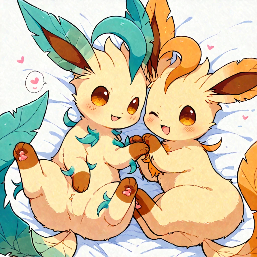 male/female duo, score_9,score_8_up,score_7_up, feral female sylveon, vagina, feral male jolteon, penis, masturbation, cum.