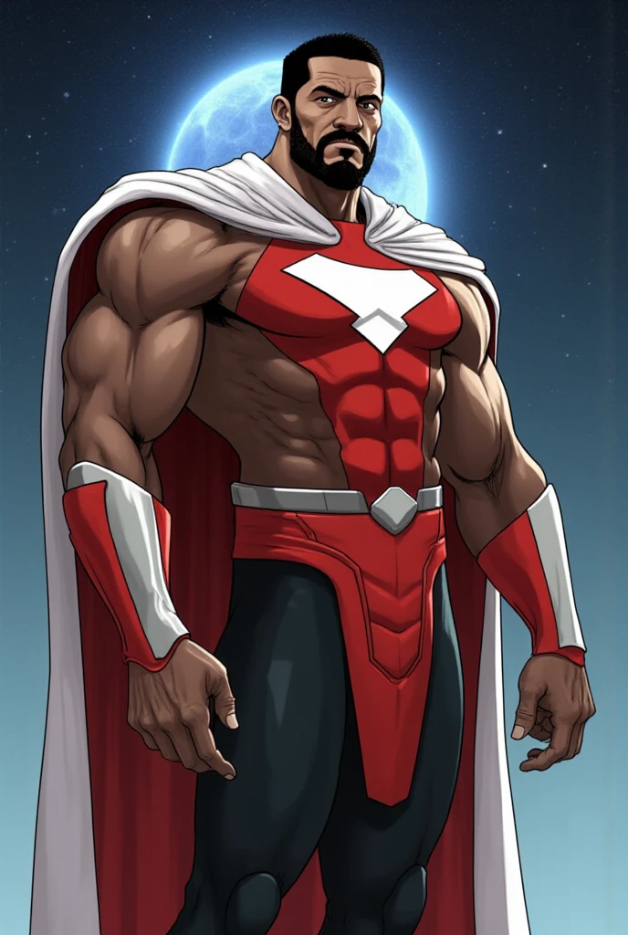 dan mora comic book illustration, hard lines, soft light, African american male in sexy paramedic themed white and red spandex, red cross on chest