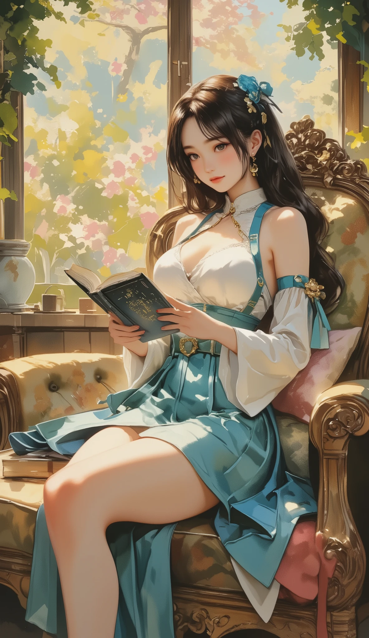 ((Realistic light, Best quality, 8k, Masterpiece :1.3)), Selfie, 1girl, Pretty woman with perfect figure :1.4, abs :1.1, (Brown hair, Huge breasts :1.5), arabic dress :1.2, Bed, Ultra-detailed face, Detailed eyes, Double eyelid, perfect hands perfect fingers perfect breasts perfect hair perfect face perfect body