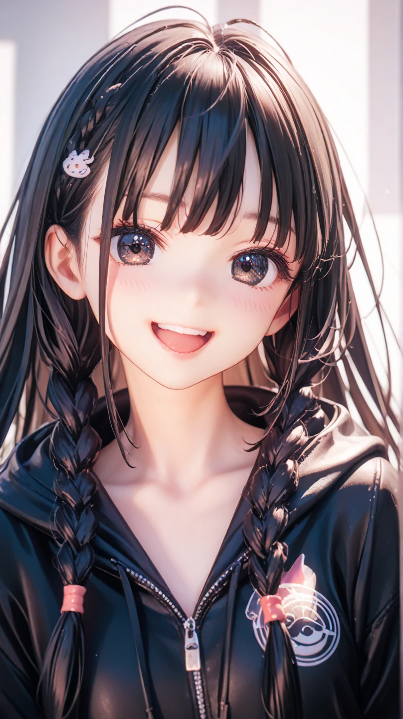 masterpiece, best quality, a cute girl smiling with long black hair posing for a picture, she has black hair with bangs, ulzzang, black hime cut hair, long black hair with bangs, cruel korean goth girl, with long hair and piercing eyes, 1 7 - year - old anime goth girl, hair blackbangs hair, long hair with full bangs, long dark hair with bangs, pale porcelain white skin, ultrarealistic, cute digital painting, cute digital art, realistic cute girl painting, cute detailed digital art, cute cartoon characters, beautiful character painting, cute characters, cute anime girl, cute cartoon, kawaii realistic portrait, digital cartoon painting art, cartoon cute, cute portrait, render a cute 3D anime girl, kawaii realistic portrait, anime moe art style, drawn in an anime artist studio