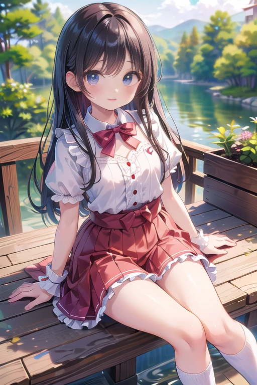 photo realistic, (masterpiece,best quality:1.4),(8k,raw photo,photo realistic:1.2), detailed skin, detailed face, ((1girl)),Japanese idol, cute face, little girl, Not Safe for Work, (raw photo, photo realistic: 1.2), ALL Nudi-ty, nudi, (((NO panties))),nipp-les, Open twat, anus, went, (((hair of pubis, Not safe for work))), pubisure, frilled japanese clothes, RED frilled hakama short skirt, frilled, White frilled legwear, ankle boots, frilled choker, amulet, wrist cuffs, sash, frilled reg garter, (((No cloth))), ((long hair)), light brown hair, braid, brown eyes, straight hair, little girl, 12years old, petite, cute, happy, medium breasts, small nipp-les, (((sitting spread legs))), kanzashi, (hairband), heart shaped pupils, medium bob,((puss juice, Sweat, Sweatdrop)), (((spread puss,Not Safe for Work))), (((ure-thra))), urinates, anus, yumekawa,yumekawaii,pastel color,(wonderland garden:1.3),rainbow waterfall,dripping ink,imagination,(Castle:1.4),