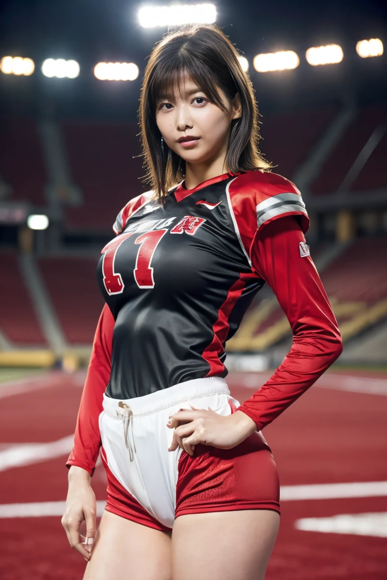 ((wide angle image)), women's football match, (((wears big glasses)))