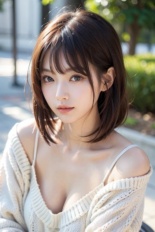 (masterpiece, Highest quality),One Girl, alone, hyper Realistic, Realistic,Realistic, Looking at the audience, Light brown eyes:1.4,Brunette Short Bob Hair with highly detailed shiny hair, Brightly colored winter clothes, Lepangas:1.4), Plein Air, Mouth closed, Upper Body、big chest eye、eyelash、{Hugeな|big chest|Hugeなな|Mega} chest:2, chestの谷間:2、{Huge|big|Hugeな|Mega} chest:2, chestの谷間:2、(((big chest eye、Short Bob Hair、Glossy Skin、Shiny hair、Student Highlights、Gazing at the audience、She is very beautiful and cute、Listen carefully、Long neck、smile、Close your mouth and smile、bangsと美しい歯、bangs、Perfect Anatomy)))、Ideal body type、(Snowy tree-lined road in winter in Norway, Out of focus background)、美しいLong neck:1.4、Very attractive, beautiful and cute woman