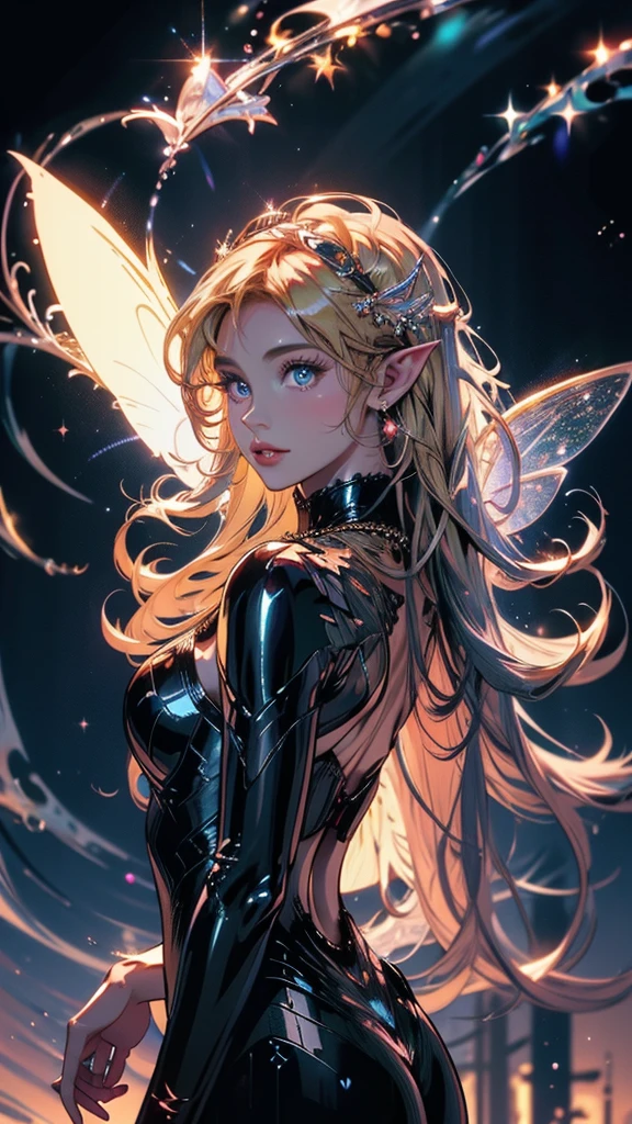 illuminated fairy woman, vector, realistic vivid colors, white background, centered image, detailed image, vector made for t-shirt printing, 2d, realistic image