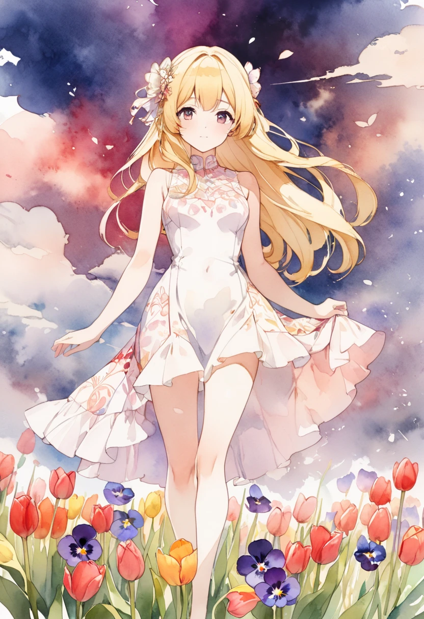 ((No bra, no panties, sheer white one-piece dress with blue roses))Yellow Hair,Yellow Eyes,Carly,Adorable,White high heels on her feet,whole body,Fingers and arms are not exposed,Yellow rose flower field in background,Blue sky and white clouds,,Happy expression,High quality light and shadow,Artistic Sense((Hair Bun))(Very long hair))((Blunt bangs))((Bitch))((tsurime))((Big eyes))((Skinny body))((expensive))(Pale skin))((Botanical Prints))((infant))((Showing nipples under shirt))(Pale skin))((Botanical Prints))((infant))((nsfw))((((5 years old)))(((infant)))((Lolita)(((naked)))