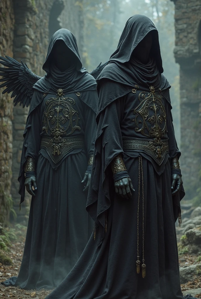 Nome do Personagem: Lord Valarian
Race: Meio Elfo
Papel: Enigmatic Villain

Appearance Description:
- Pale skin, almost ethereal, contrastando com cabelo negro e comprido que flui como sombras ao vento.
- Eyes of intense tone of amber, Shining with sinister ambition.
- Olhos profundos de um tom de vermelho, irradiando uma aura intensa de magia das trevas.
- Marcas intricadas e sinuosas adornam o corpo, looking tattooed by the darkness itself.
- Imposing presence, wrapped in a dark cloak that hides his features in the shadows.
- Black armor and mysterious ornaments denote his dominance over dark magic.

Characteristics:

- Ambitious and driven by a sinister desire to control the kingdom through dark magic and persuasion.

essence:
- Dualidade marcante, reflected both in its appearance and in its ambiguous nature.
- Half elf with both human and elven characteristics, personificando essa dualidade.

Personalidade:
- Persuasivo e manipulador, skilled at using his presence and magic to influence others.
- Astuto e calculista, meticulously plans your steps toward your dark goals.

Roupas e Armadura:
- Dark cloak that hides his features, creating an air of mystery.
- Black armor adorned with mystical ornaments.
- Detalhes intricados nas roupas e armadura, demonstrating your attention to aesthetic elements.

Objetivos:
- Control the kingdom through dark magic and persuasion, aiming to achieve their dark goals.

Aura:
- Aura intensa de magia das trevas emana de sua figura, reinforcing their menacing presence .