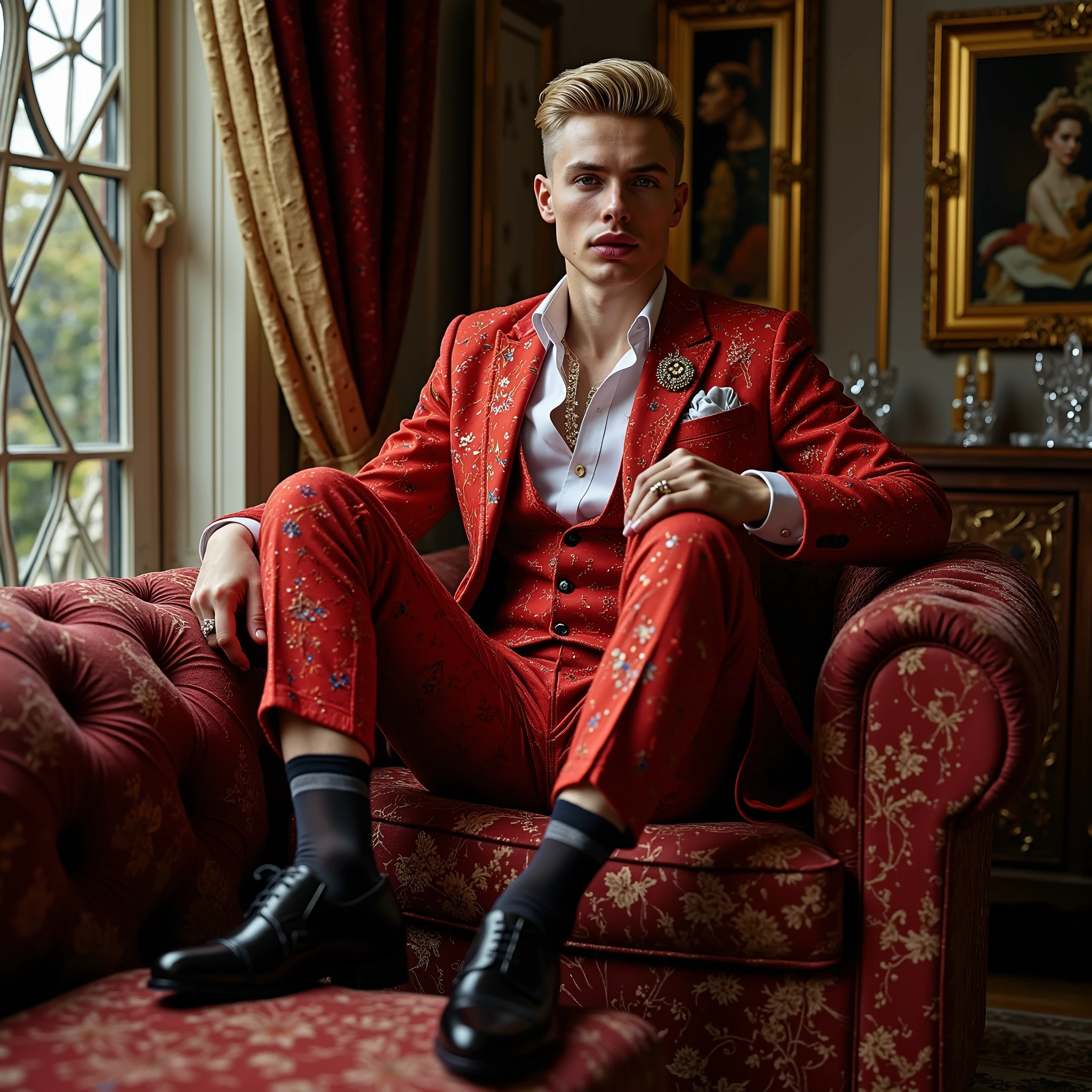 flxBimboLips963
beauty
fine mens fashion shoes, fine thin black nylon-sheer socks
elegant fashion, full body view
handsome
shoes & socks must be seen
haute-couture precious textures with floral motives & preciously elegantly & fashion brightly-colored clothes
men
in the boudoir of a very chic old Parisian apartment
sophisticated fashion suit
blond handsome young guy
in fashion clothing
fashionglamour
handsome male
extreme-stylish short undercut chic haircut
sophisticatedstyle
gayaiart
gold & crystal jewelry and rings