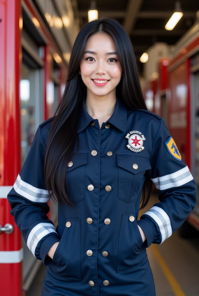 Fire Brigade Salute Wearing a blue hat