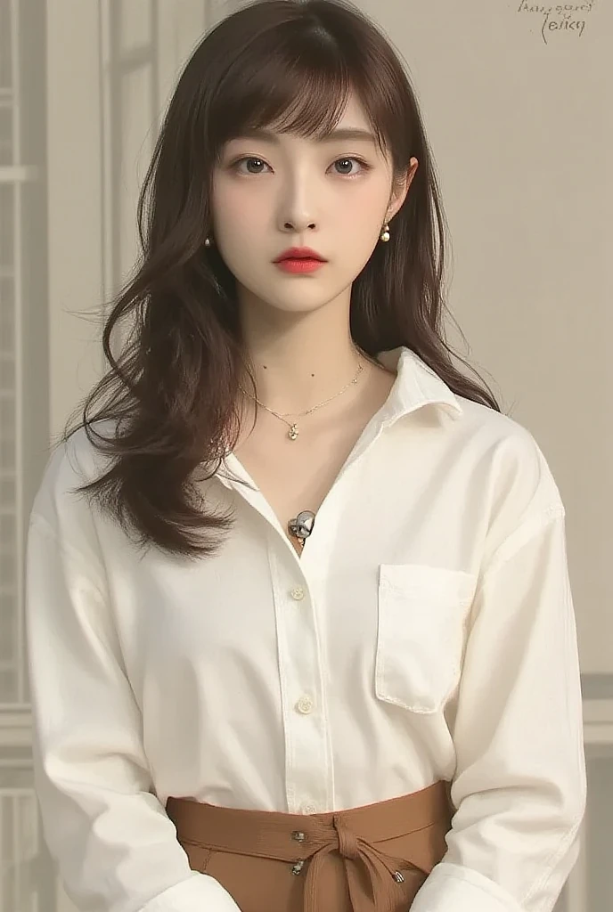 ((Highest quality, 8K, Tabletop: 1.3)), sharp: 1.2, Perfect Body Beauty: 1.4, Slim Abs: 1.2, ((Long Hair 1.2)), (Wet white button long shirt: 1.1), Cutting the umbilical cord, (rain, street: 1.2), Wet: 1.5, Highly detailed face and skin texture, Beautiful Eyes, double eyelid, Looking into the camera