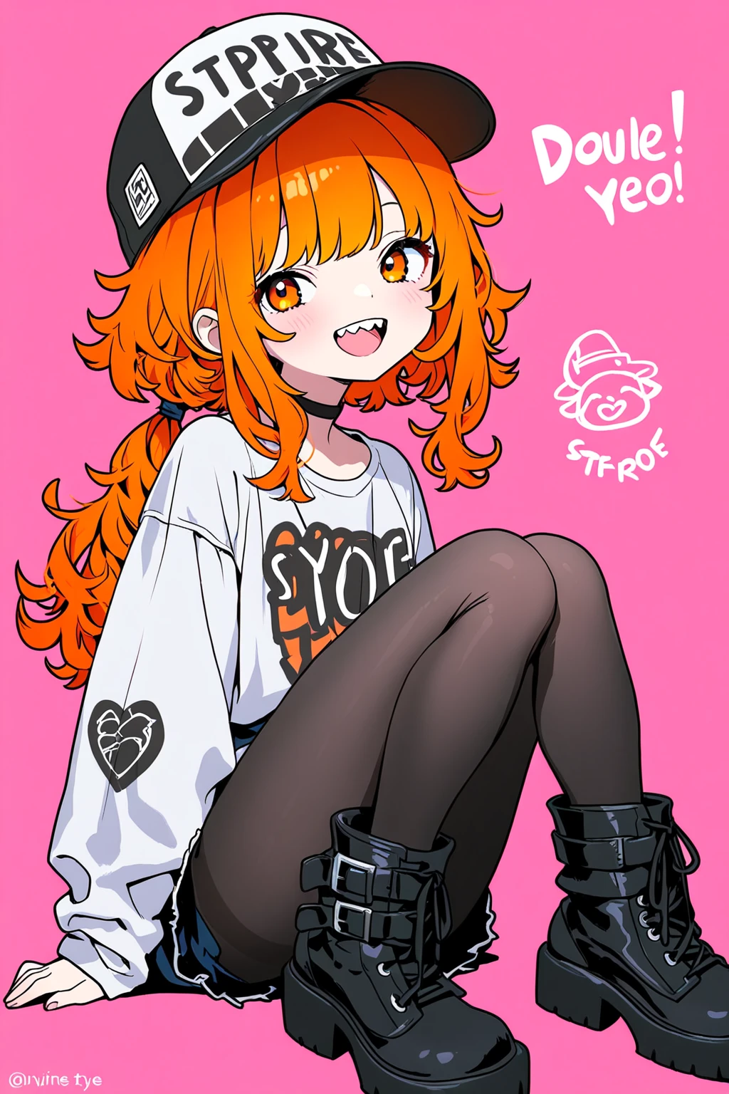 Black stockings, skirt, hoodie