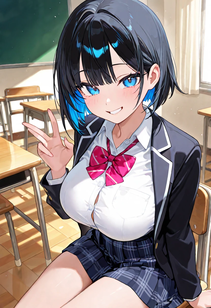 [GENERATED BY 7th anime XL-Pony A:100]
(score_9,score_8_up,score_7_up,score_6_up),masterpiece,best quality, source anime,

rating_explicit,
ukkripony,
1girl, standing, upper body, classroom,
half-closed eyes, heavy breathing, sweat,saliva,
grin, clenched teeth,


BREAK girl, 18 yo, (:1.3), (large breasts:1.3), (black hair:1.2), (medium long hair:1.2), (hair between eyes:0.5), (straight hair:1.3), grey eyes, (tareme:1.3),
BREAK (school uniform), (white collared shirt, plain pattern shirt, short sleeves, shirt tucked in:1),
(red plain pattern narrow neck ribbon:1.1),
(button gap:1),
BREAK (pov hands another's cheek, finger in mouth:1.3)