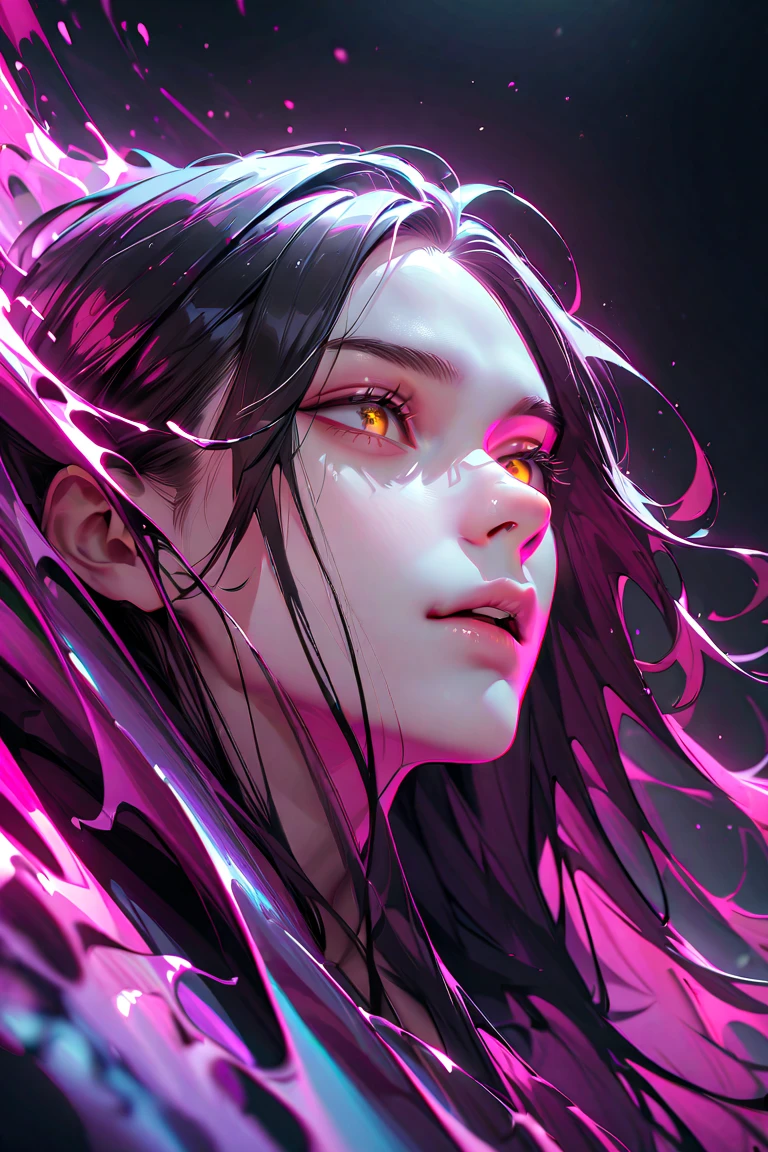 realistic, cinematic light, horror, highest quality, ultra-detailed, best quality, masterpiece, (detailed face) solo, glowing eyes, purple energy, Dark purple aura