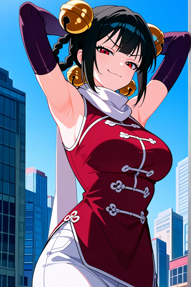 (yaoyorozu momo),(Black Hair)、(ponytail)、(red tight clothes),(HeroAcademia)、(True to prompts)、(upscale)、(Glaring with sharp eyes)、(Super big breasts),(Busy Street)、((Large crowd))、(sunny)、(blue sky)、(Best lighting)、{{{Browsing Caution}}}、{{{masterpiece}}}, {{{Highest quality}}}, {{ultra-detailed}}, {{shape}}, {{{Very delicate and beautiful}}},{{extremely detailed CG}}、{{unity 8k portrait}}、{{Fabric Shading}}、{{super detailed skin}}、{{Perfect Anatomy}}、{{detailed}}、{{Dynamic Lighting}}、{{{beautiful detailed eyes}}}、{{{beautiful detailed Face}}}、(Perfect Legs)、(Perfect breasts)、(Perfect pose)、(Perfect body)