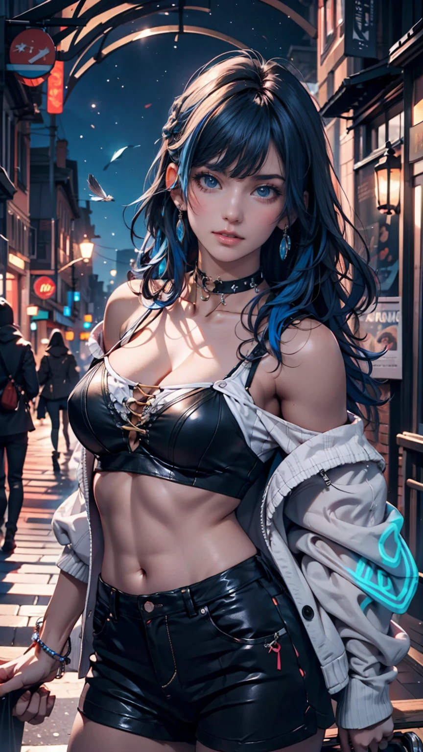 (photorealistic:1.8, highest quality:1.8,8K masterpiece:1.8,High resolution,muste piece:1.8,RAW Photos,cinematic lighting),No split screen, cyber punk、Highway at night、rain-soaked ground、
(1 android girl:1.3)、Completely naked、Full body tattoo、choker、beautiful breasts、T-shirt、denim mini skirt、beautiful butt、beautiful thighs,plump nipples、Nipples are visible through the costume,cameltoe,Body painting with a pop design drawn all over the body、pop art design、cutting edge fashion、conceptual art、
Provocative sexy poses、look back、Spread your legs apart、spread your legs wide、Lift your leg high and kick
(Beautiful, shining crimson, blue, gold and white hair:1.5)、shining blue eyes、Shy Smile