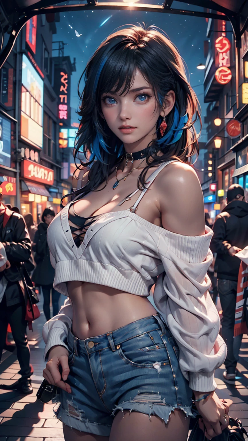 Light blue hair, Turquoise Eyes, Long eyelashes, Big Red Lips, Apricot-colored eyes, beauty, Girlish, Curly Hair, Princess、Sexy proportions、Sexy、Narrow waist、Lace-embellished summer dress(Provocative design that arouses the desires of the opposite sex)、Stiletto heels、Lace choker、Champs-Élysées((Champs-Élysées))、Bright sunshine、mature female body