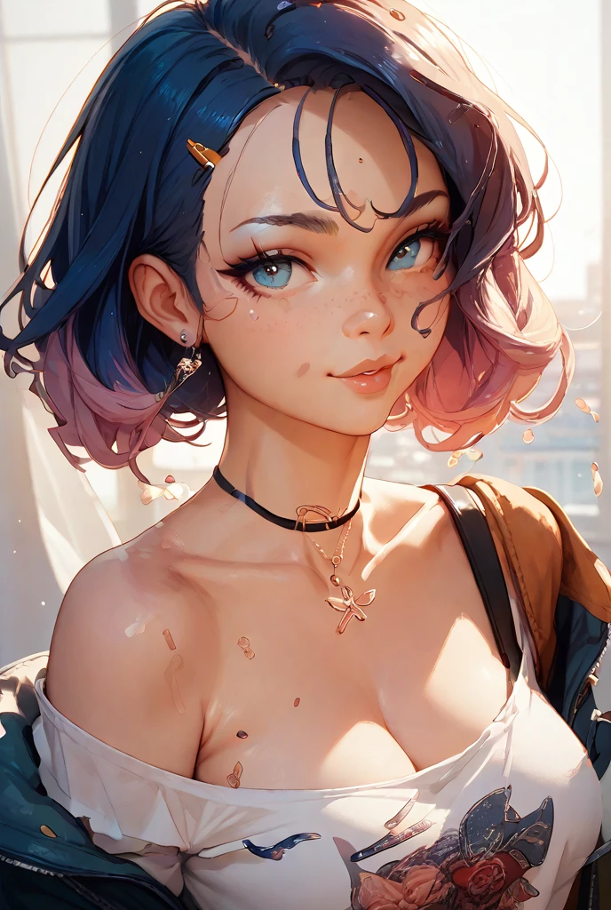 (masterpiece, highres, high resolution:1.2), anime 20 yo girl, portrait, shoulders up, illustration. drawn, blue hair woman, green eyes, blushing, solo, sad, sad face, freckles, big lips, huge breasts, perfect body, wearing a turtleneck sweater, anime girl, visible , visible nipples, shirt lift, blowjob

