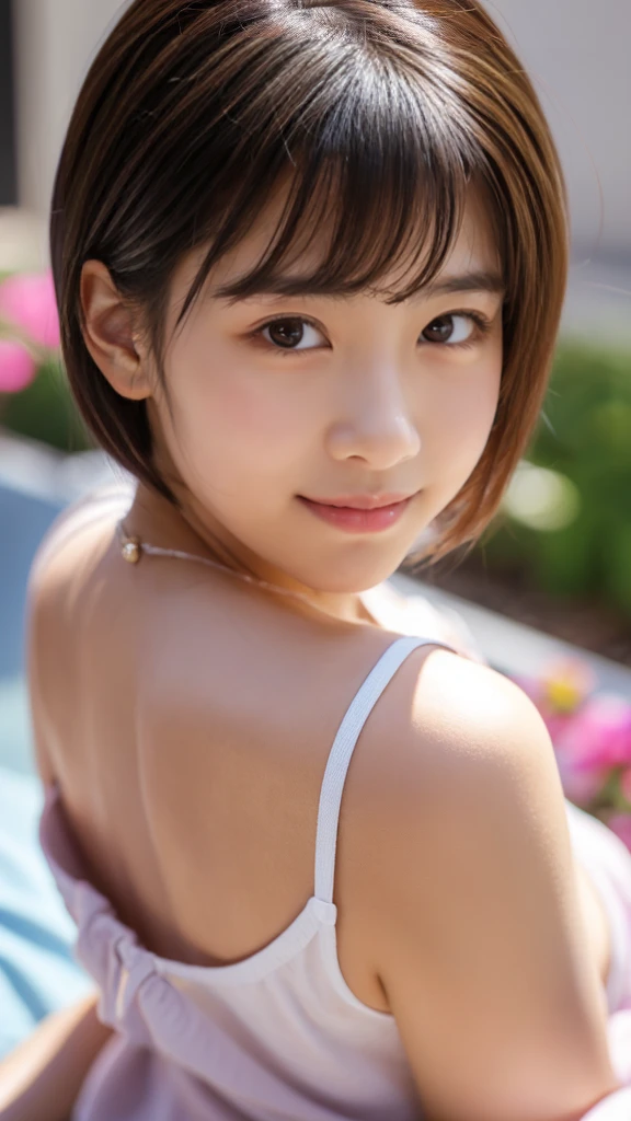 8k、highest quality、Upper Body:1.5、Very detailed、High resolution、8k、By the pool、Small breasts、Thin lips、Detailed face、Cute Smile、Cute Japanese Woman、Cute 24 year old beauty、Beautiful and elegant face、Cute face、Natural Bangs、arched eyebrows、Groomed eyebrows、Beautiful thin nose、Beautiful Skin、Medium Bob Hair、Natural Bangs、Slim face、Slender figure、(Looking at the camera with a cute expression)、Bright lighting、Professional Lighting、Forward lighting、A kind smile、Cute pose、(競泳Swimwear)、Beautiful cleavage、Wet Hair、Wet Skin、Beautiful girl in the pool、ワンピースSwimwear、競泳Swimwear、Swimwear、