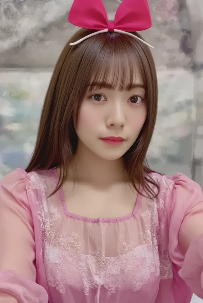 nswf, (selfie shot:2), ((Extreme Close Up, cleavage:1.5)), (from above:1.3),(wearing Bra top:1.3),(small breasts:1.5), Emphasize the cleavage,Top quality, 1 beautiful Japanese woman, teen,(18 years old),long Hair, (pink hair:1.2), Ultra-realistic capture, Highly detailed, High resolution 16k close-up of human skin. Skin texture must be natural, With such detail that pores can be finely identified. Skin should look healthy, In a uniform tone. Use natural light and color,