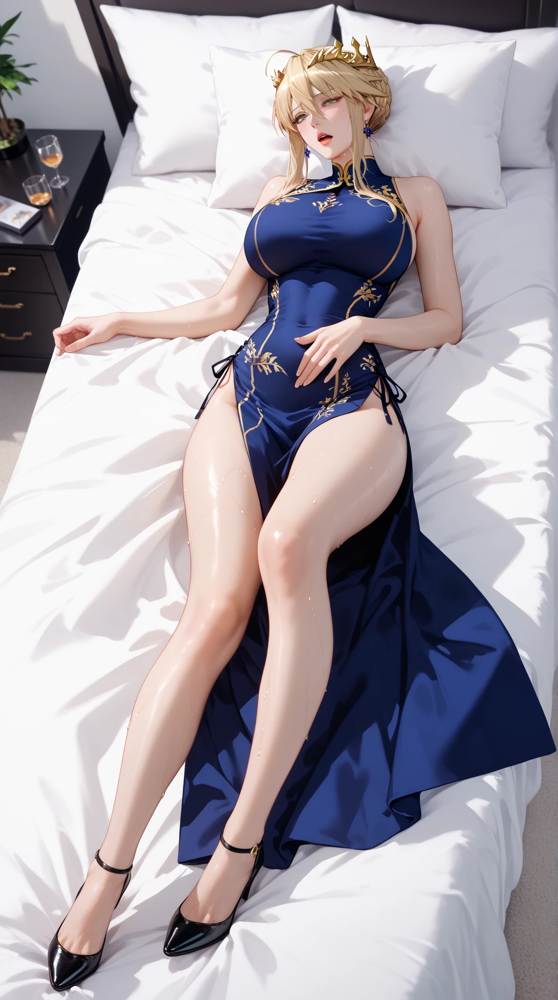 (Full body photo),Fluorescent background,(1 Witch,Flash fluorescence,Hats,Transparent tulle cheongsam,Delicate headgear,ssmile),(paper art,Quilted paper art,geometry),(Lots of colors,Best quality,high detal,tmasterpiece,movie light effect,4K,lightand shade contrast),Blue transparent tulle cheongsam,pigtails,Red knee-length socks,luminous totem,eBlue eyes,blue hair and big breasts,long braid,