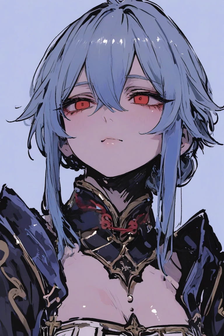 virtual_YouTuber, 1 boy,(absurd, A high resolution, ultra detailed), 1 man, , Beautiful, broad shoulders, evil, Glowing red eyes, blood, scary looks, Black skin, finely detailed eyes and a detailed face, art, occult, Vision Casting, art, Alphonse Mucha, White background, Whole Body Up, facing forward,