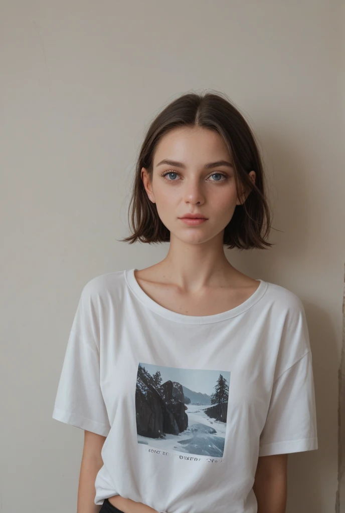 Selfie photo of skinny young teen female, medium dark blonde hair, white skin, looks in camera, photography, black t-shirt, cinematic, fashion photo, beautiful dusk sky, clouds, best quality, professional