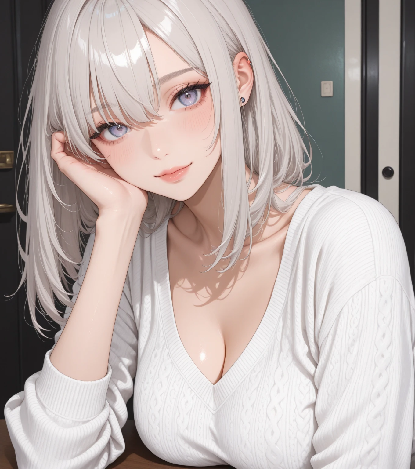 top-quality、ultra-detailliert、girl1、Masterpiece、Figurine in the mouth white hair、short-hair、Perm hair、dishevled hair in mouth、At the back of the throat、large mouth Acme face、ahe face、panting、red blush、put out the tongue、droolng、dripping saliva、large amount of saliva、Drenched in saliva Faces close、Do-up in the mouth
