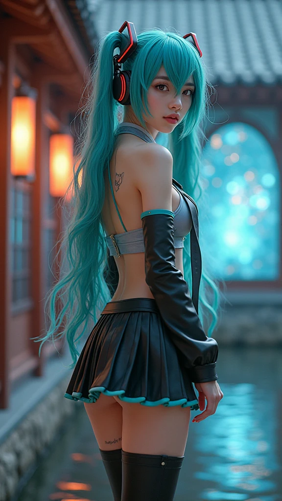 **Prompt:** Create an ultra-realistic 8K image of a Bakeneko, the shape-shifting cat spirit from Japanese folklore, reimagined as the ultimate magical girl while fully retaining and enhancing its iconic features. The Bakeneko is depicted as a powerful yet graceful figure, her appearance a perfect blend of mystical allure and the vibrant charm of a magical girl. Her skin is pale with an ethereal glow, hinting at her supernatural origins. Her face combines human beauty with feline elegance, featuring large, mesmerizing green eyes with slitted pupils that shimmer with magical energy.
Her long, silky black hair flows down her back, with cat-like ears emerging from the top of her head, twitching slightly as they catch every sound. These ears are adorned with delicate, glowing accessories that add a touch of mystique to her appearance. Her expression is confident and resolute, with a slight smile that hints at the immense power she wields.
She wears a striking magical girl outfit that blends traditional Japanese motifs with modern fantasy elements. The outfit features a short, layered skirt in shades of deep purple and midnight blue, evoking the mystery of the night. Her top is fitted, adorned with intricate patterns that glow faintly, and her sleeves flow elegantly, mimicking the movement of shadows. A ribbon with a small, enchanted bell is tied around her neck, adding a charming touch to her magical aura.
Her hands, though delicate, end in sharp, retractable claws that gleam with a hint of danger. A long, sleek cat tail sways behind her, tipped with a glowing star that leaves a trail of sparkling light in its wake. In one hand, she holds a magical staff crowned with a glowing crescent moon, while the other hand conjures a sphere of shimmering energy, ready to be unleashed.
The background is a mystical, starry landscape with ancient trees and glowing runes floating in the air, creating an atmosphere of enchanted power. The scene captures the Bakeneko as the ultimate