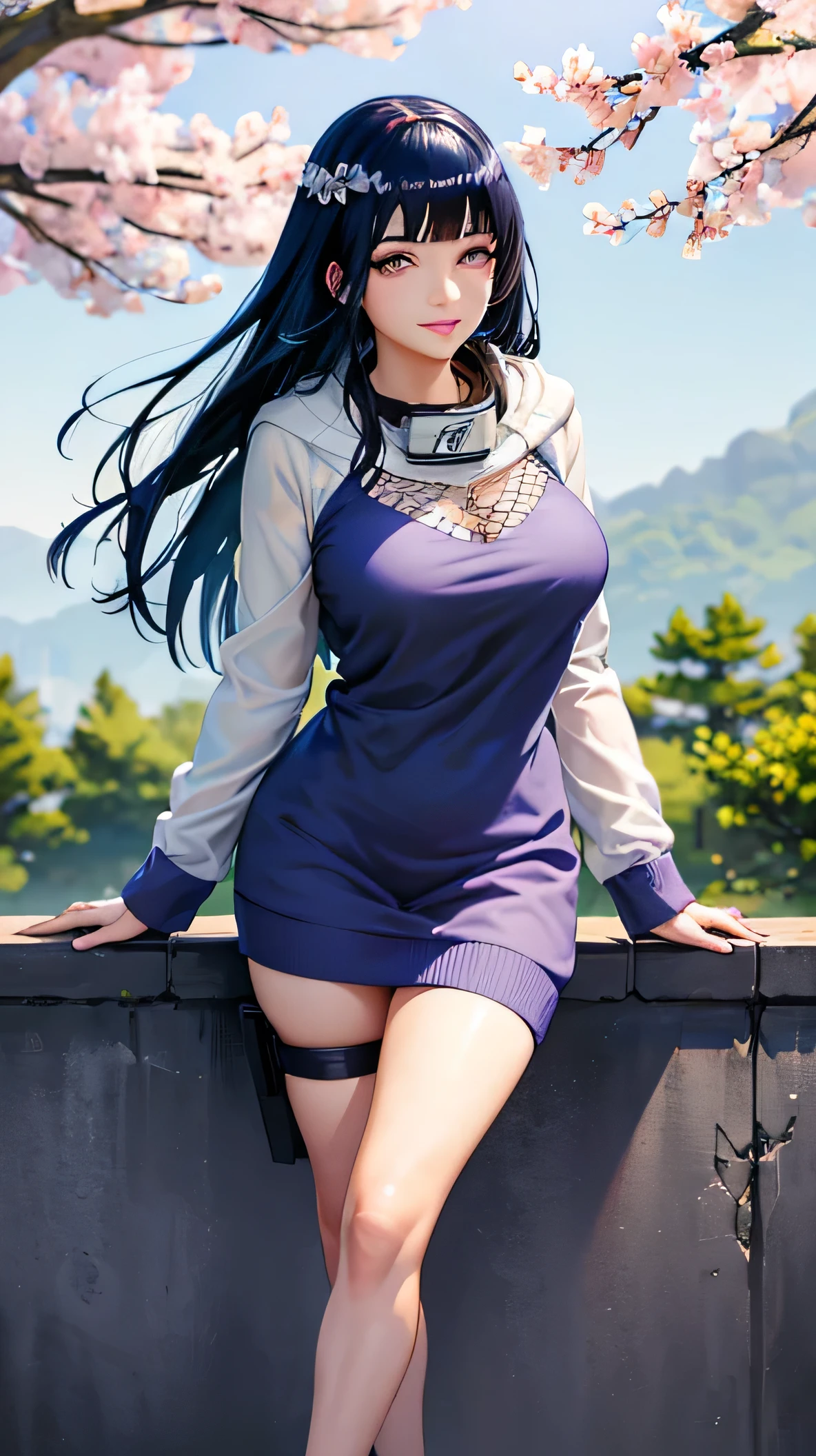 Obra maestra, Altas Resoluciones, alta calidad, Cara detallada, Renderizado detallado del cuerpo, 1girl, solamente, Hyuuga Hinata, Traje sin mangas de Hinata, senos grandes, Pecho grande, Camisa sin mangas, Bigg, Tapa de red, labios oscuros, chaqueta sin cremallera, sin sujetador, pechos hacia fuera, nipslip, En pie, Rubor, (en el dormitorio)